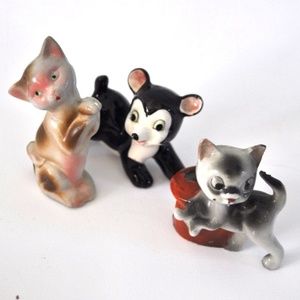 Set of 3 Small Figures Cats Kittens Bear Cub